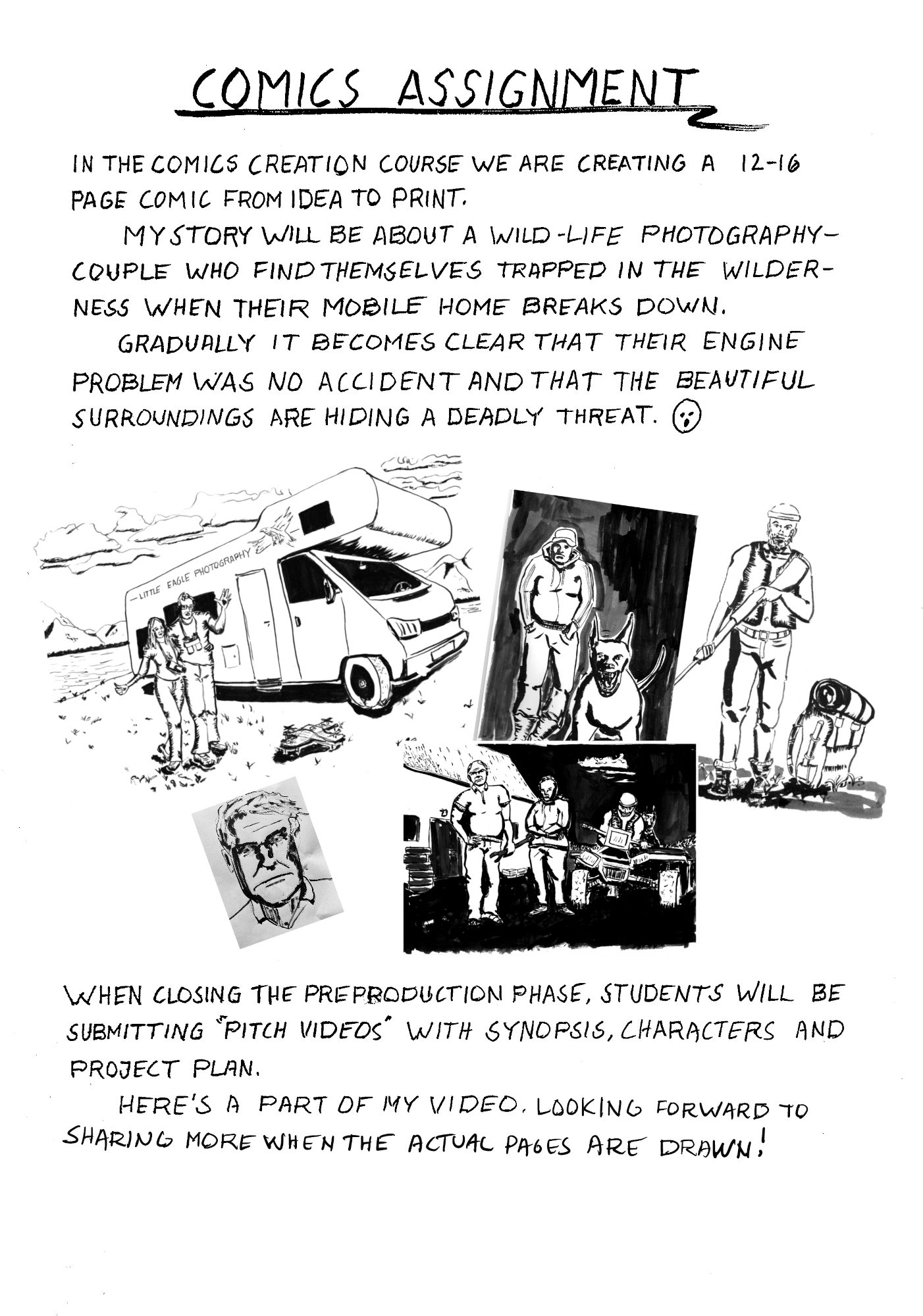 Comics pre-production assignment — storyboarding and planning Little Eagle Down